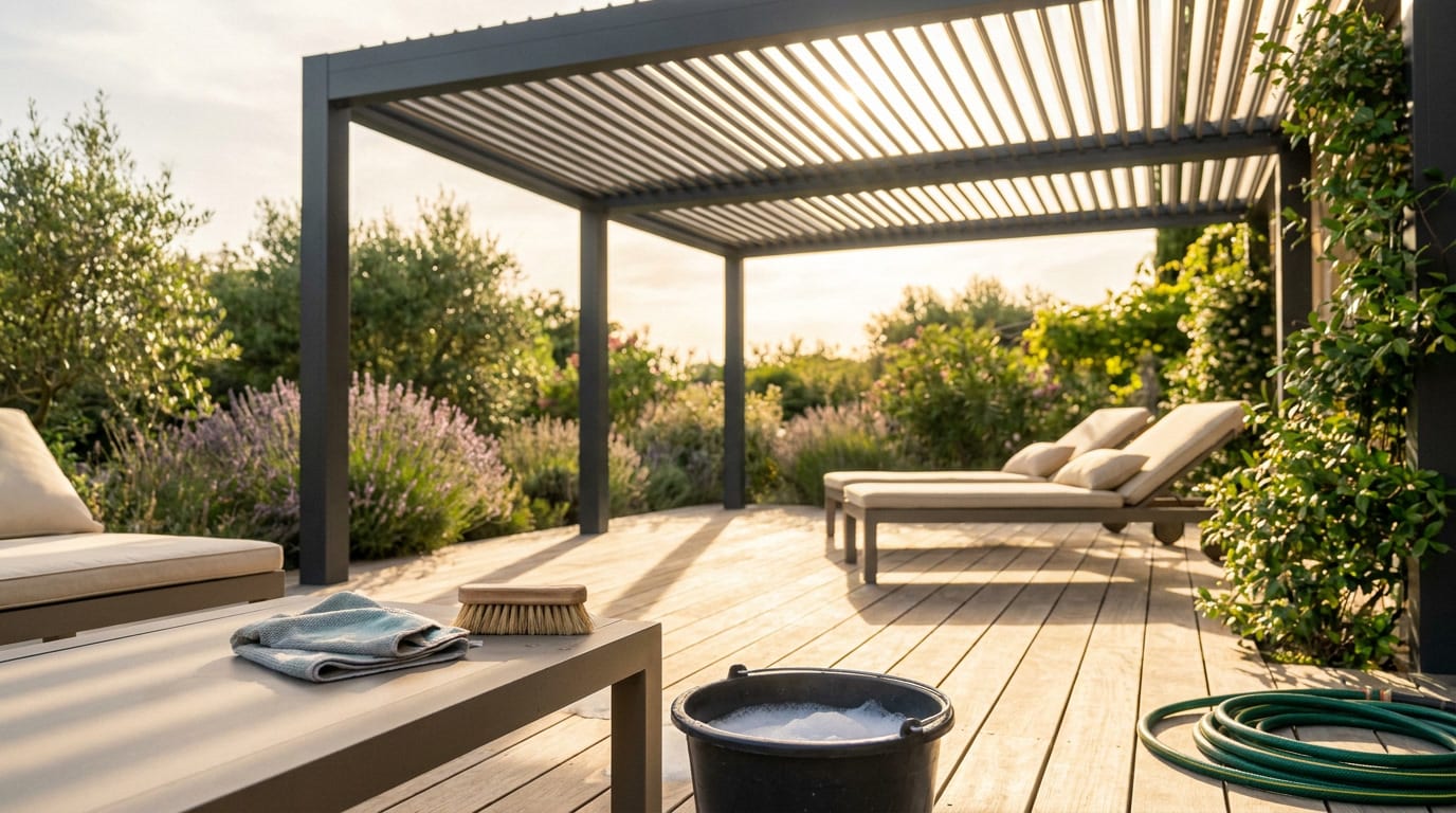 Comment nettoyer une pergola bioclimatique : le guide complet pour un entretien facile et durable