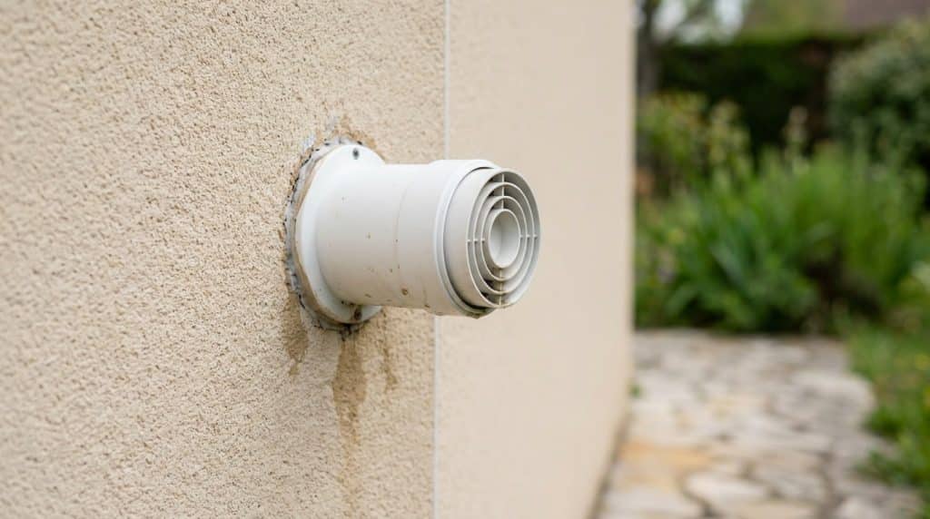 Sortie ventouse blanche sur la facade d une maison