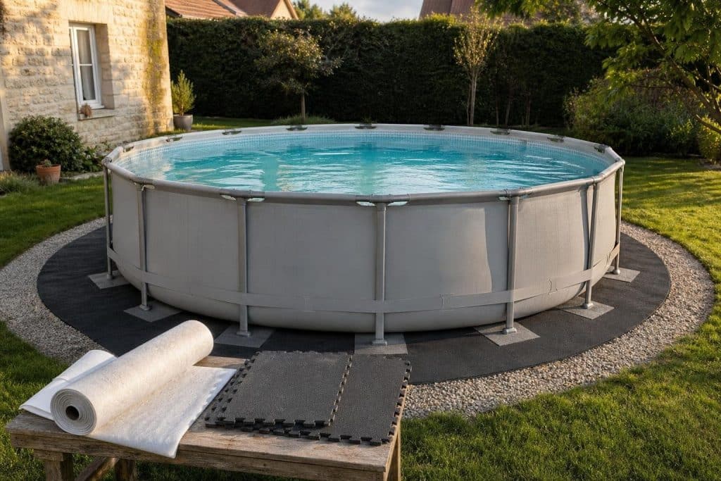 quoi mettre sous une piscine hors sol